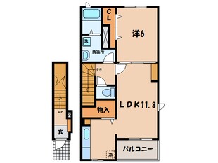 岬町 徒歩9分 2階の物件間取画像